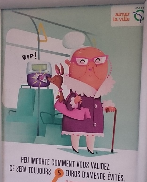 Une publicité de la RATP prise dans le bus 292