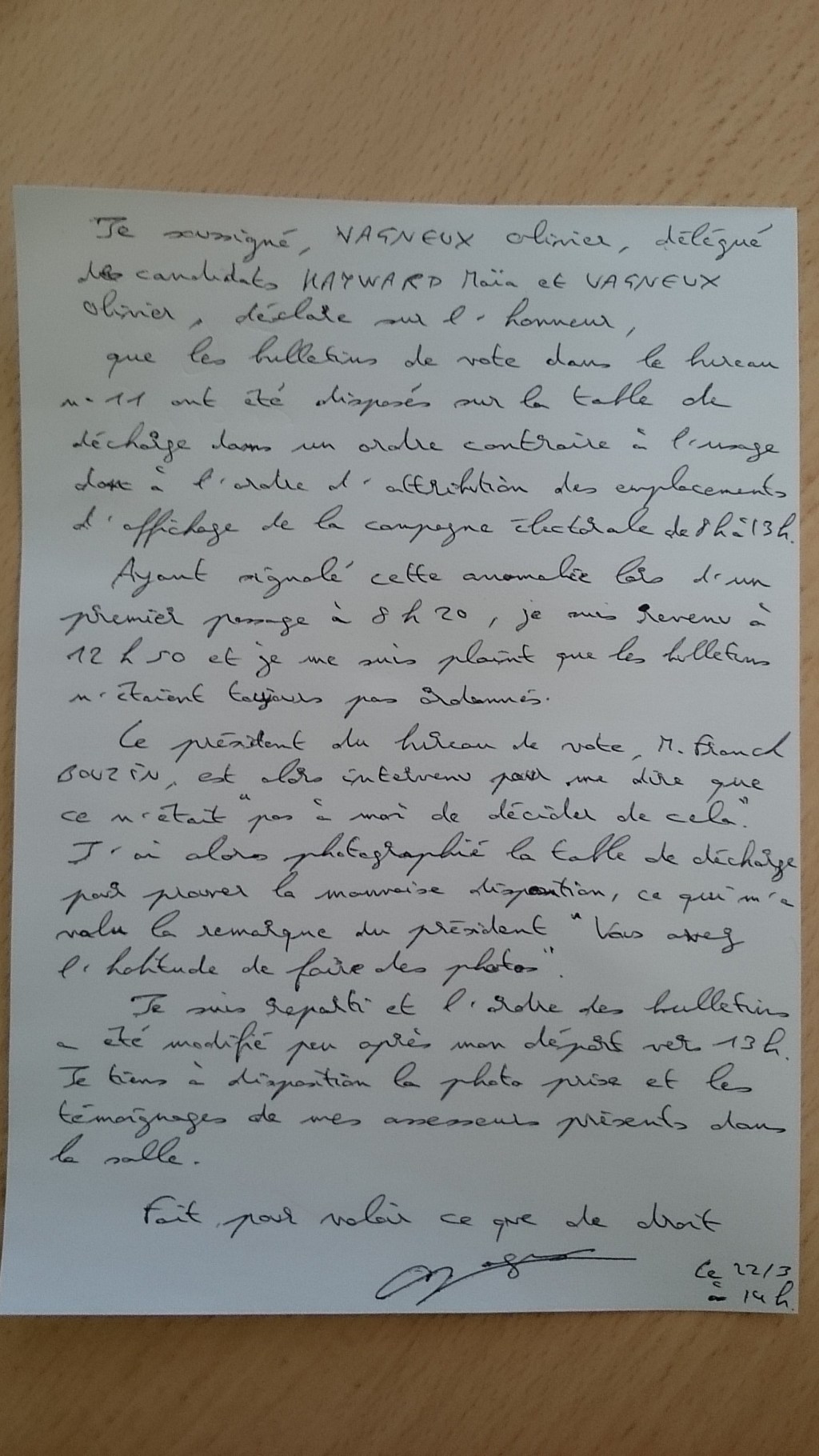Olivier VAGNEUX menacé par le Conseiller municipal Franck&nbsp;BOUZIN