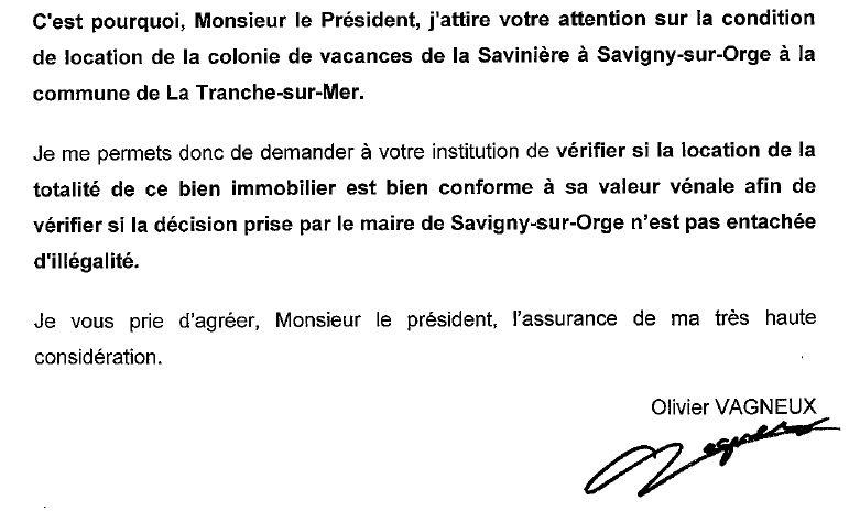 Savinière : J&rsquo;ai interpellé la Chambre régionale des&nbsp;comptes