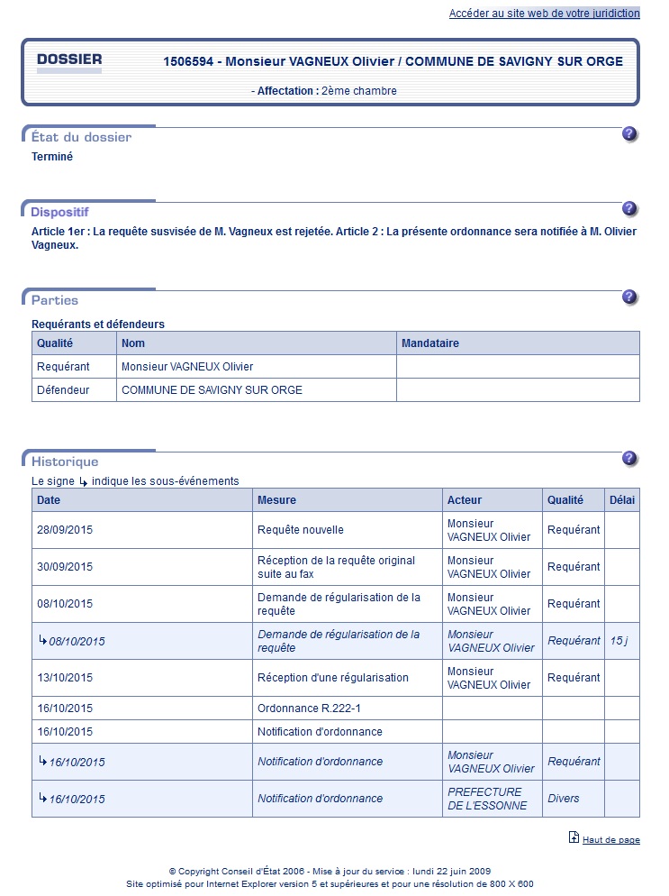 Savinière : ma requête rejetée par le Tribunal administratif de&nbsp;Versailles