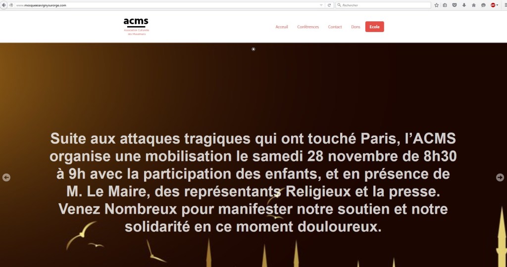 Communiqué de presse de l&rsquo;association culturelle des musulmans de Savigny-sur-Orge (28/11/15)