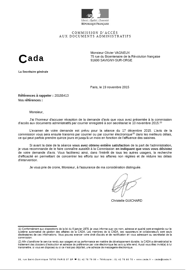 Savigny-sur-Orge : la CADA donne raison à Olivier&nbsp;VAGNEUX