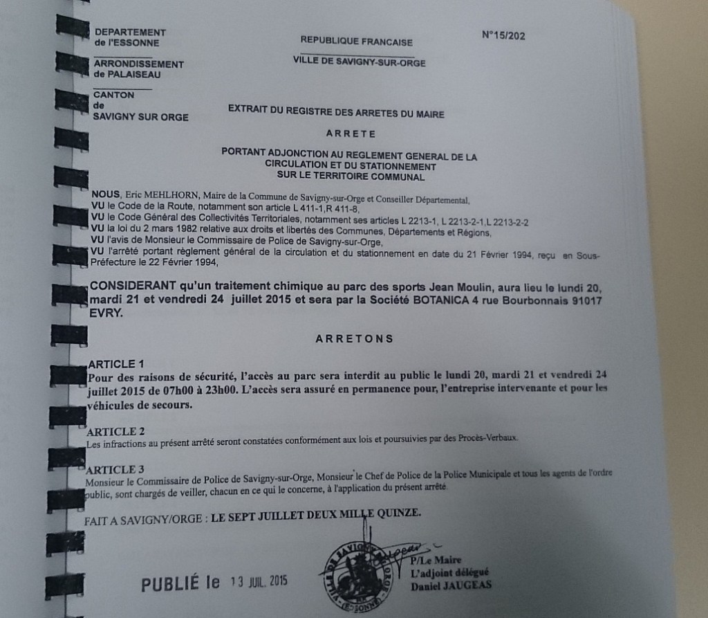 La haute toxicité manifeste des désherbants utilisés à Savigny-sur-Orge