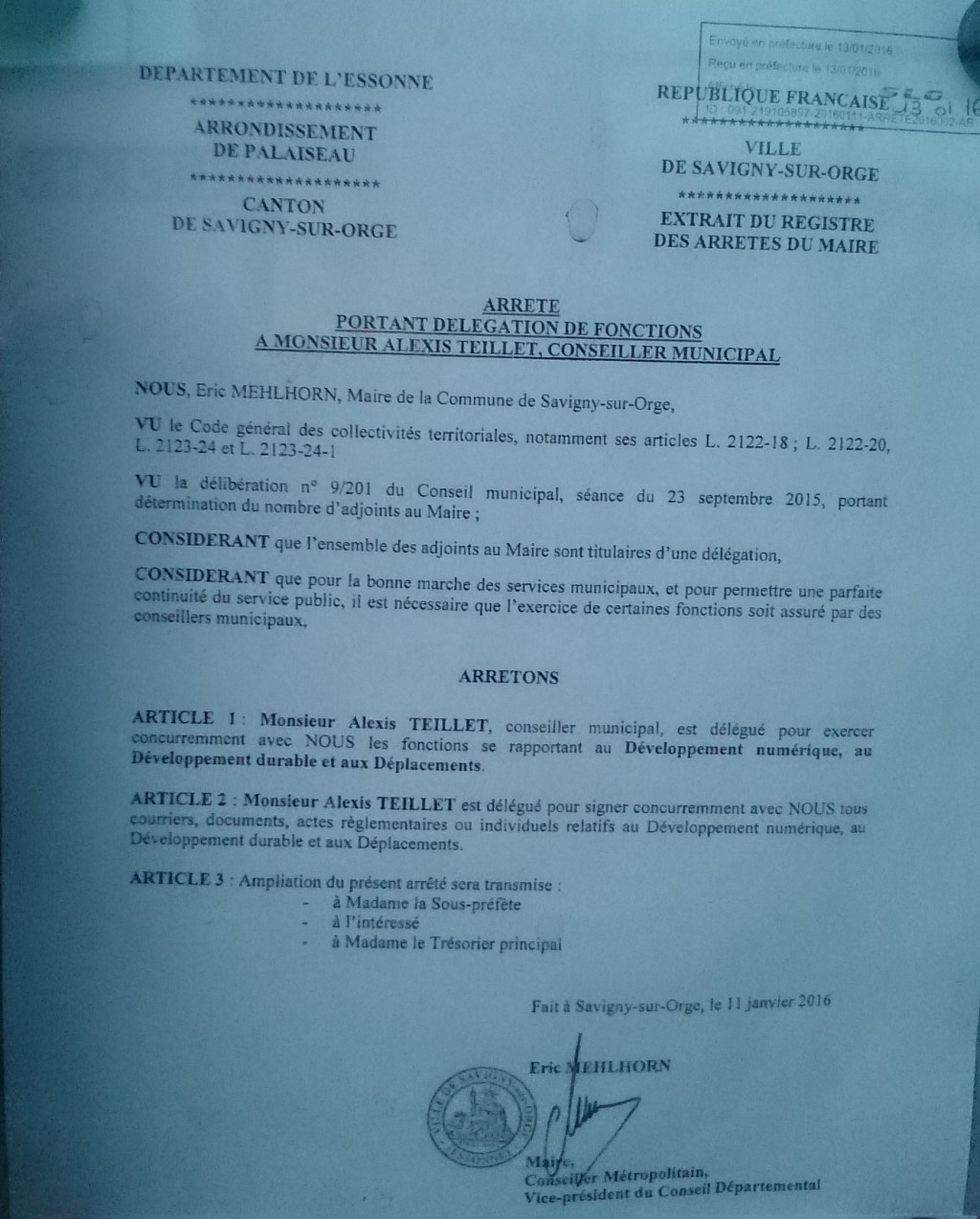 Alexis TEILLET, délégué aux circulations douces à Savigny-sur-Orge ?