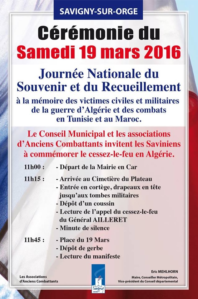 La commémoration du 19 mars 1962 à Savigny-sur-Orge