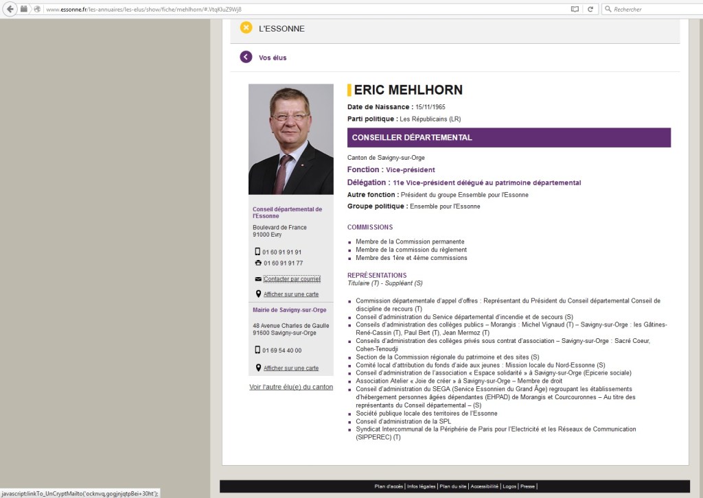 Quand j&rsquo;écris aux conseillers départementaux de Savigny-sur-Orge VERMILLET et&nbsp;MEHLHORN