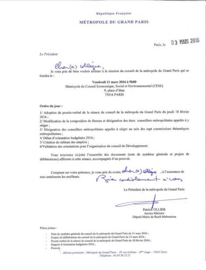 L&rsquo;ordre du jour du Conseil métropolitain du Grand Paris du 11 mars&nbsp;2016