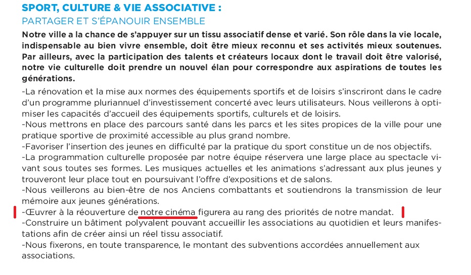 Désintox : Éric MEHLHORN s&rsquo;était engagé dans son programme à rouvrir le cinéma l&rsquo;Excelsior de Daoud&nbsp;CHEMCHAM