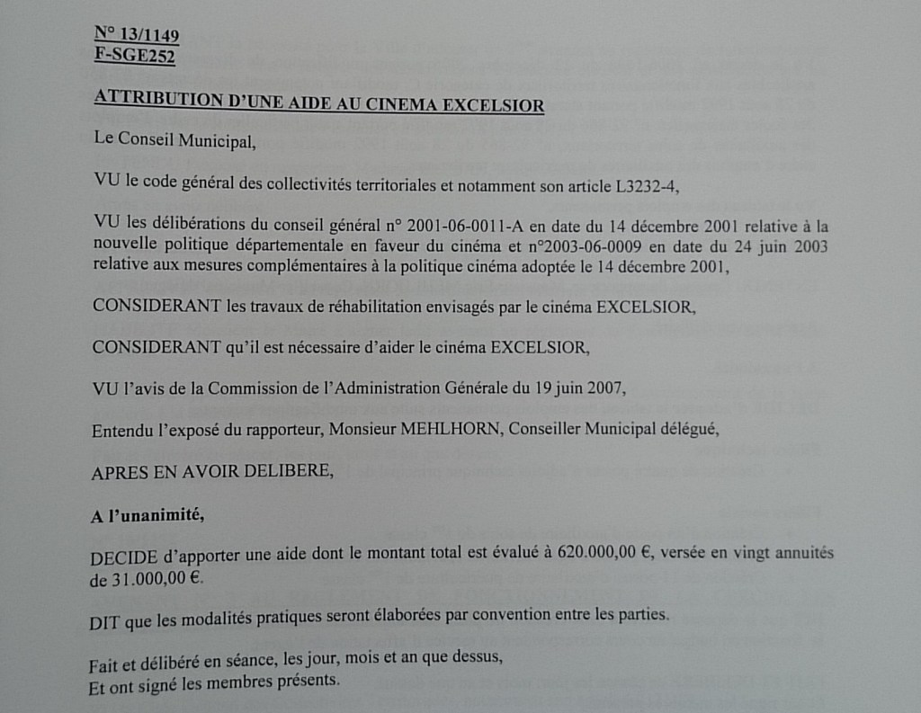 Nous sommes saisis d&rsquo;une menace orale de poursuites sur notre article du cinéma l&rsquo;Excelsior (avril&nbsp;2016)