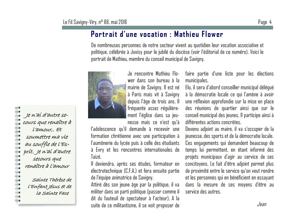Quand le secteur pastoral de Savigny-Viry fait la propagande de Mathieu&nbsp;FLOWER