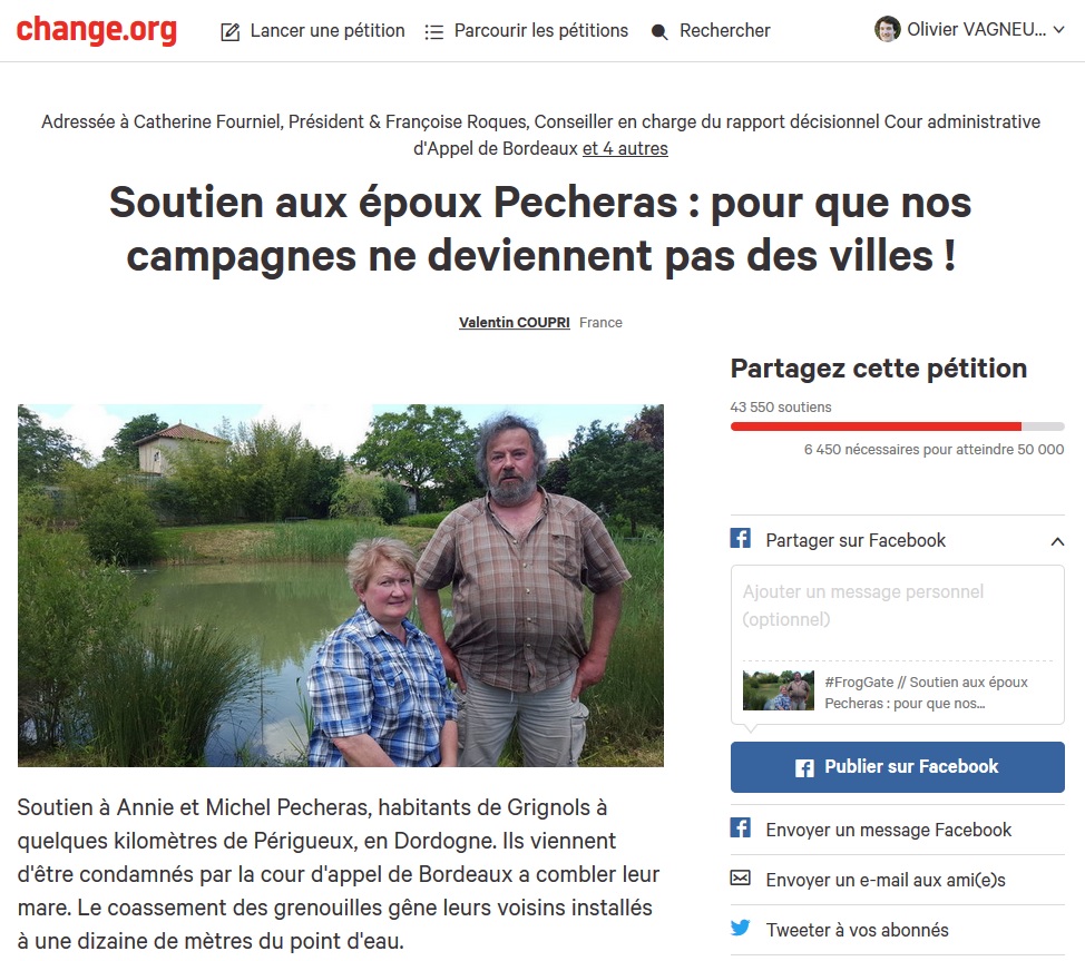 Une pétition contre une absurdité juridique ; le &laquo;&nbsp;frogGate&nbsp;&raquo;