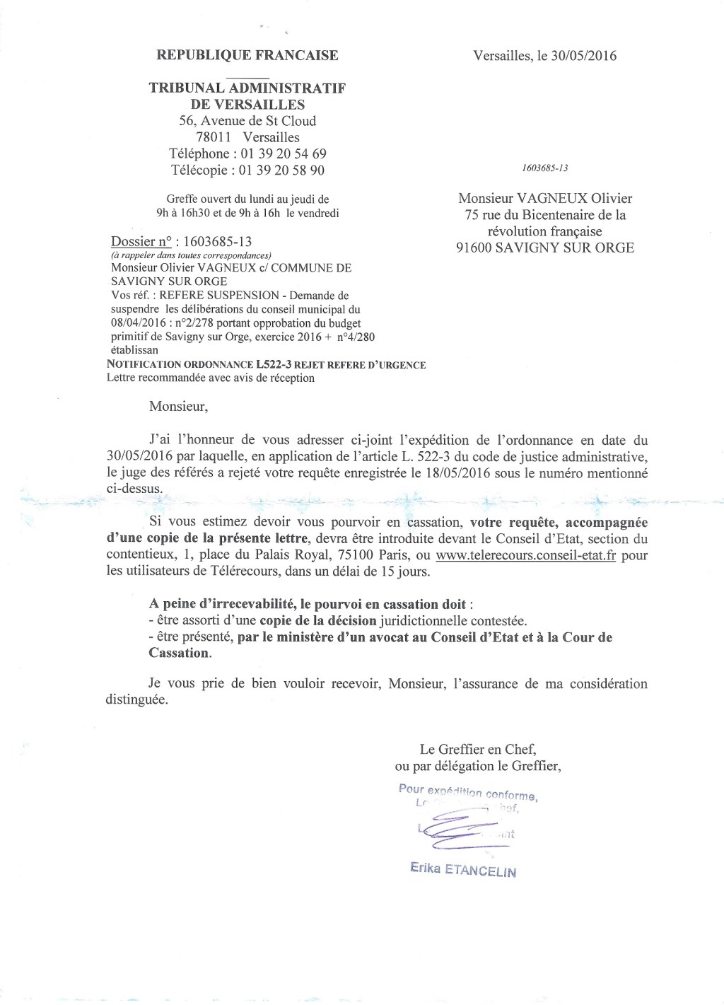 Impôts 2016 à Savigny : le Tribunal rejette mon recours en&nbsp;référé