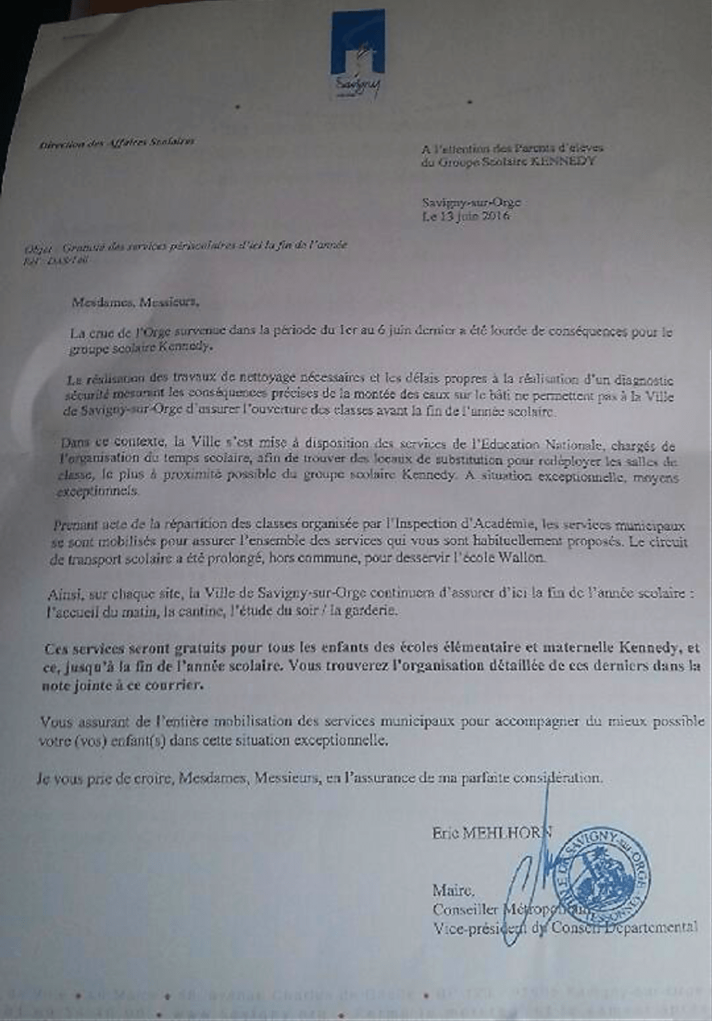 Droit de suite : Gratuité pour les services périscolaires des enfants de&nbsp;Kennedy