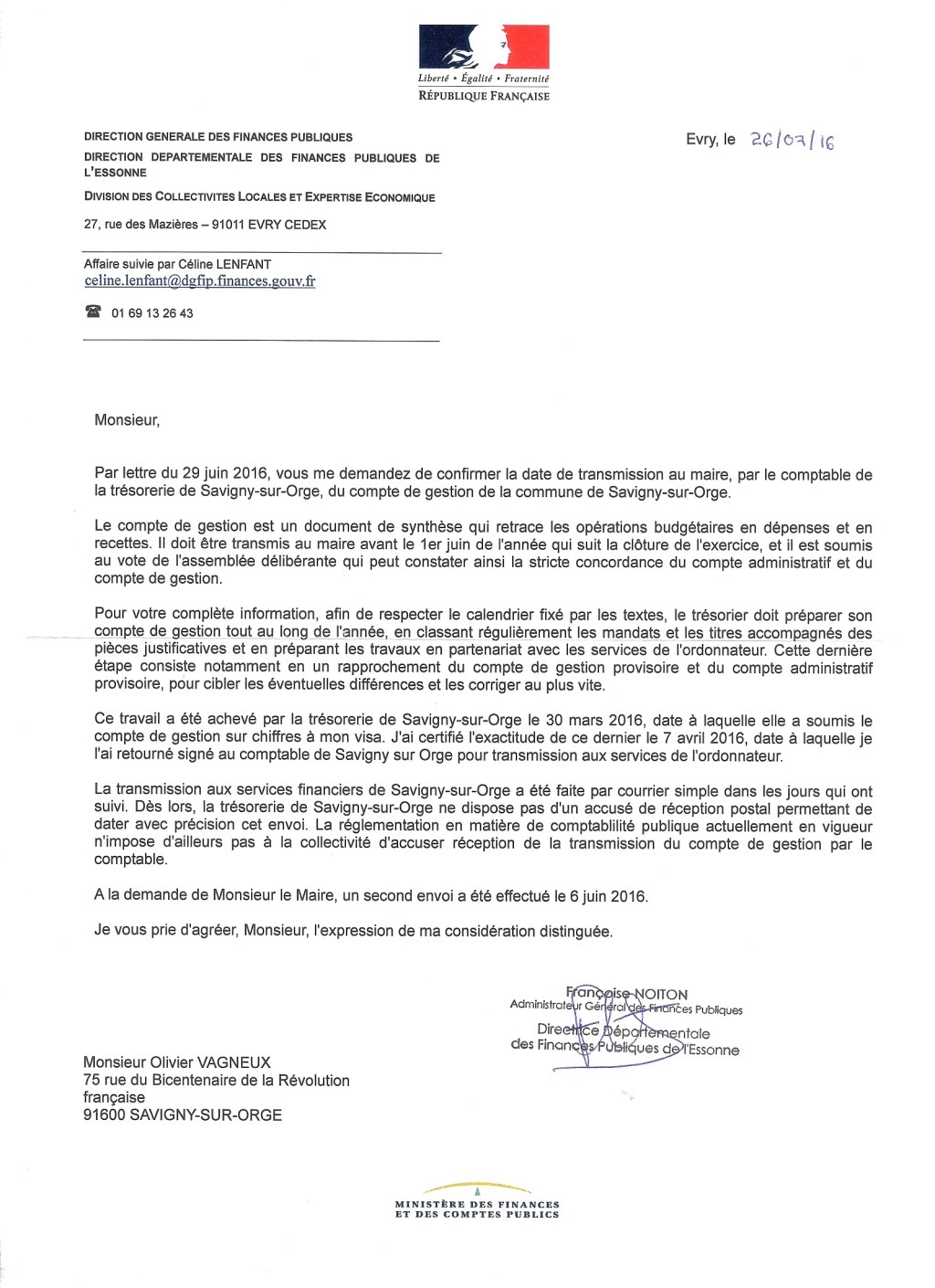 Des questions sur la réponse de la DDFIP relative aux comptes de gestion 2016 de Savigny-sur-Orge