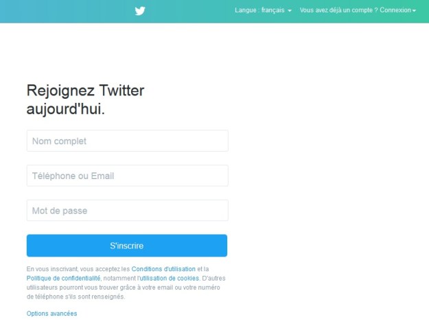 Twitter-inscription