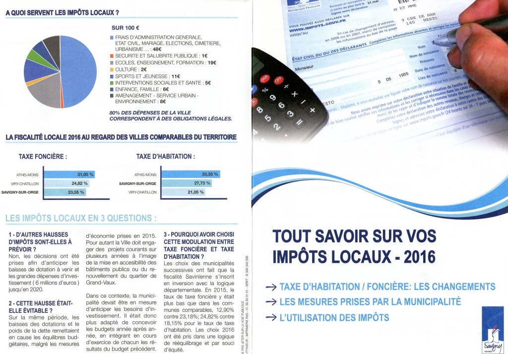 Réinformation sur la fiscalité locale 2016 à Savigny-sur-Orge
