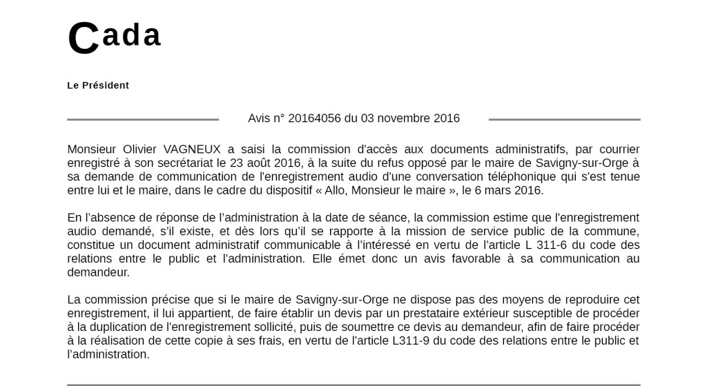 Les conversations téléphoniques personnelles enregistrées par un maire (Allo Monsieur le maire) sont&nbsp;communicables
