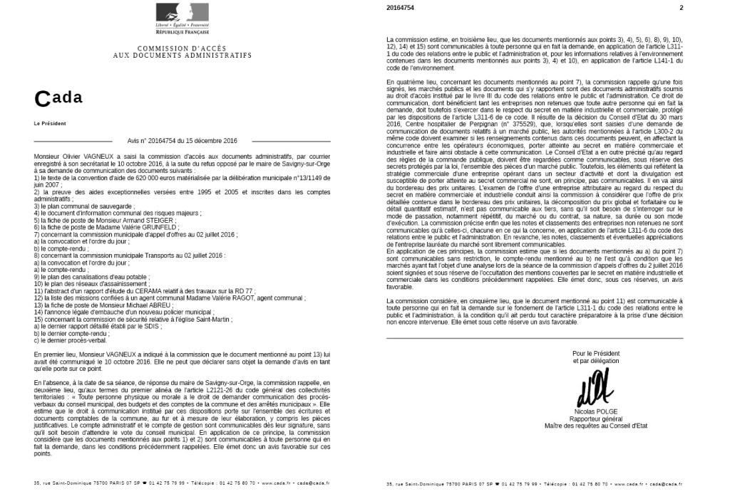 Pour changer, la CADA donne encore raison à Olivier&nbsp;VAGNEUX