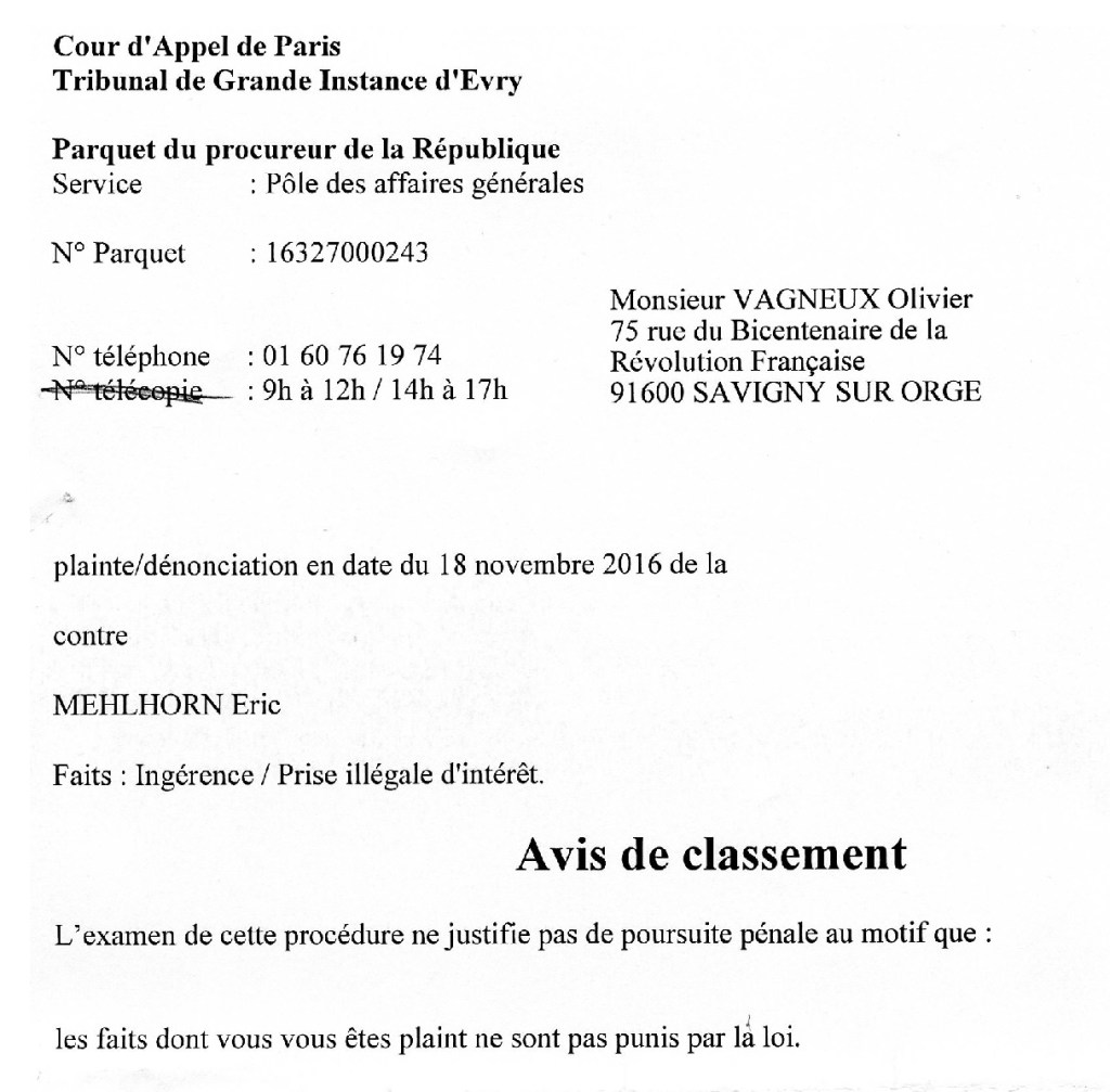 Les faits dont vous vous êtes plaint ne sont pas punis par la&nbsp;loi