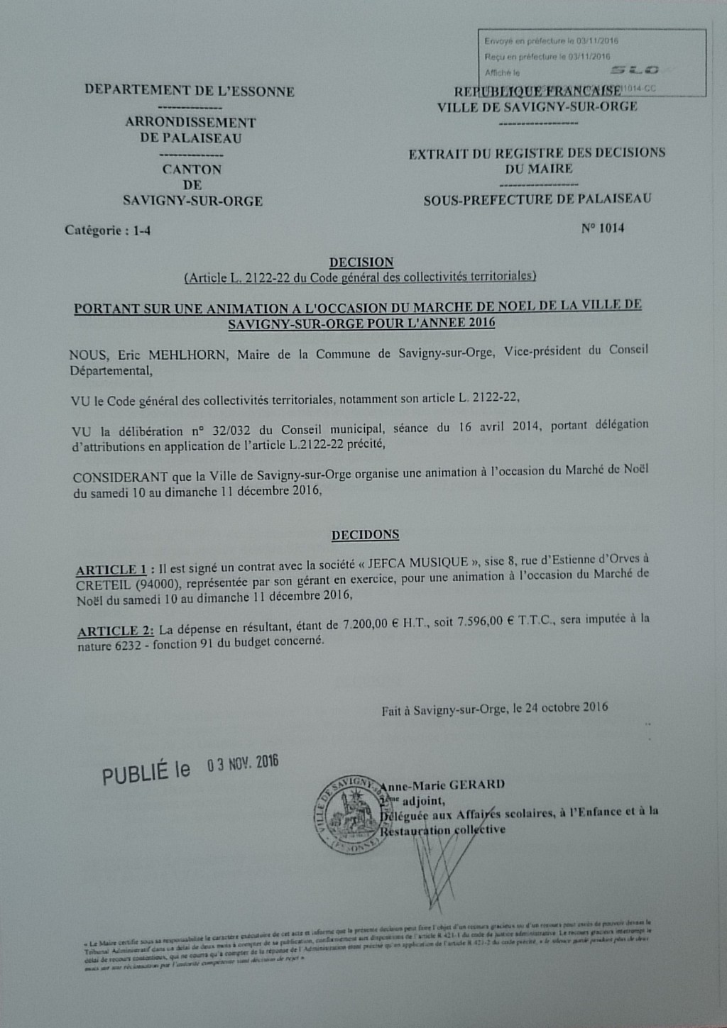 7596 € pour organiser l&rsquo;animation du marché de Noël de Savigny-sur-Orge