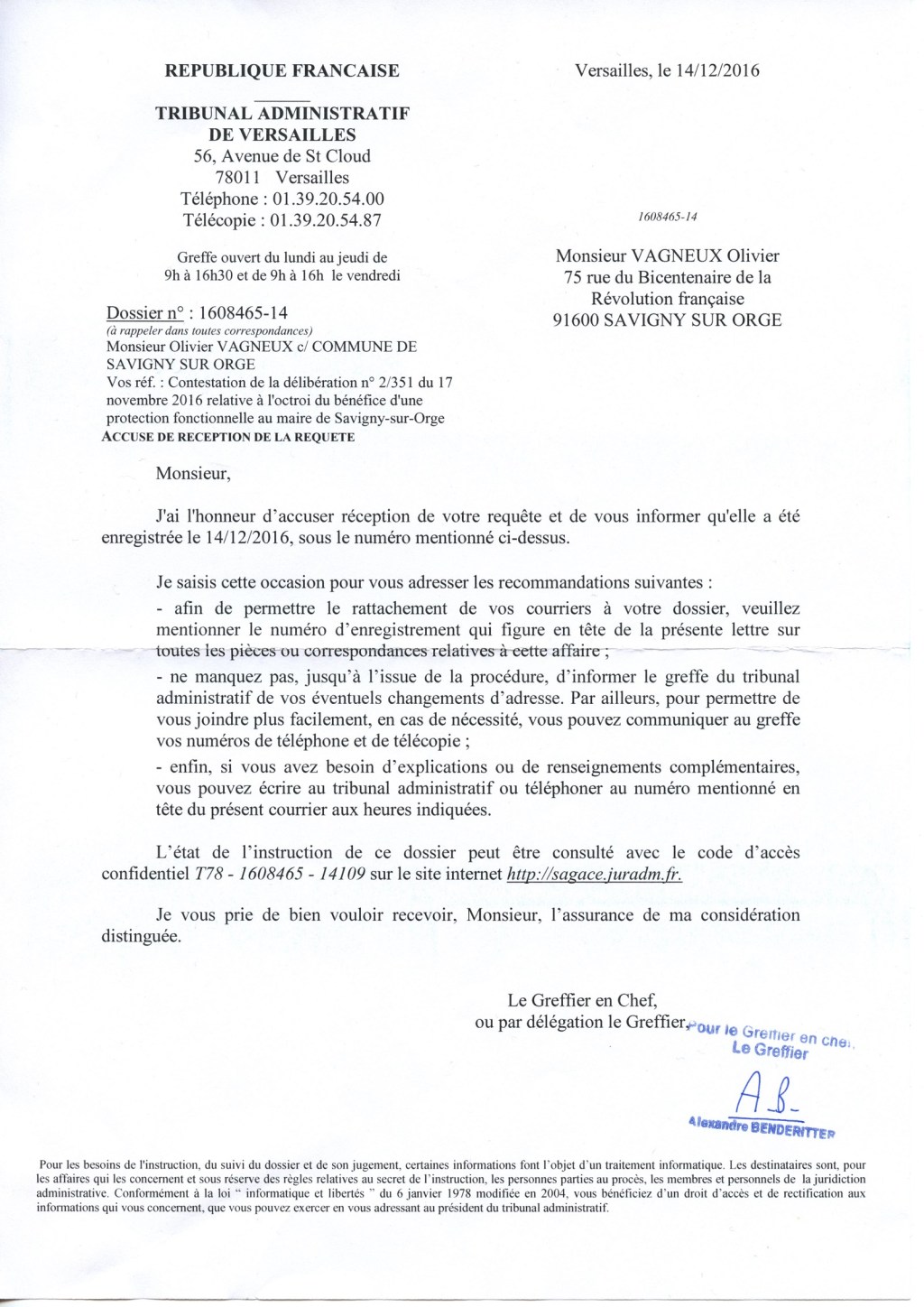 Première protection fonctionnelle de MEHLHORN : référé rejeté, recours de fond en&nbsp;instruction