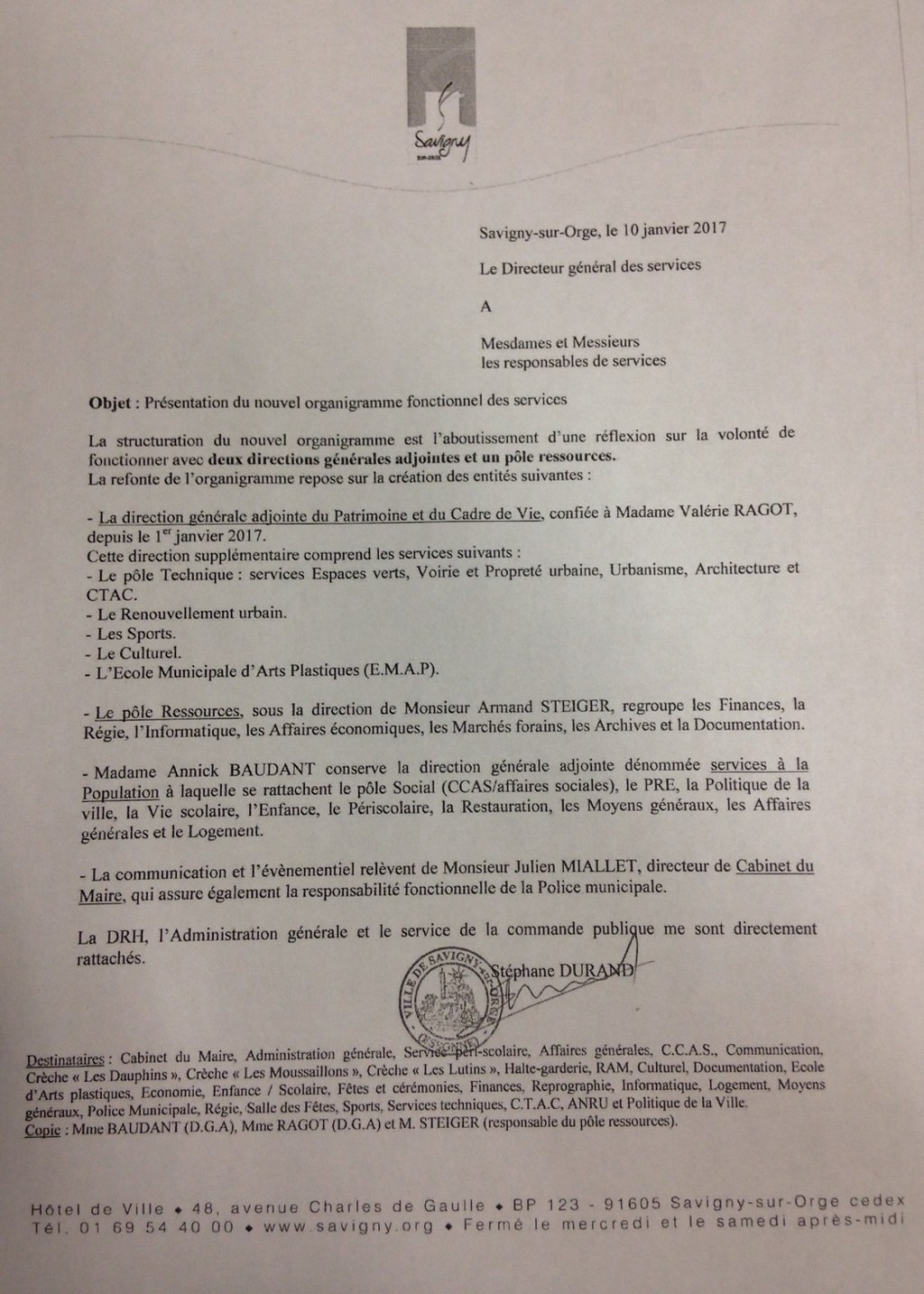 Ce nouvel organigramme qui consacre Valérie&nbsp;RAGOT