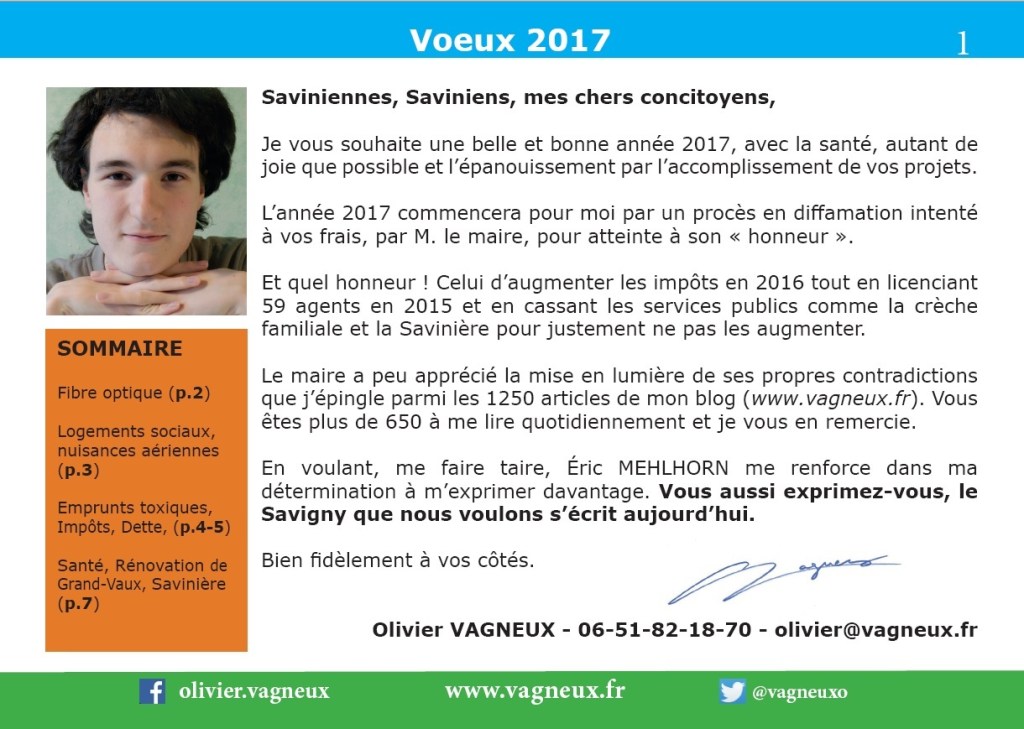Mes vœux 2017 aux Saviniens (Olivier&nbsp;VAGNEUX)