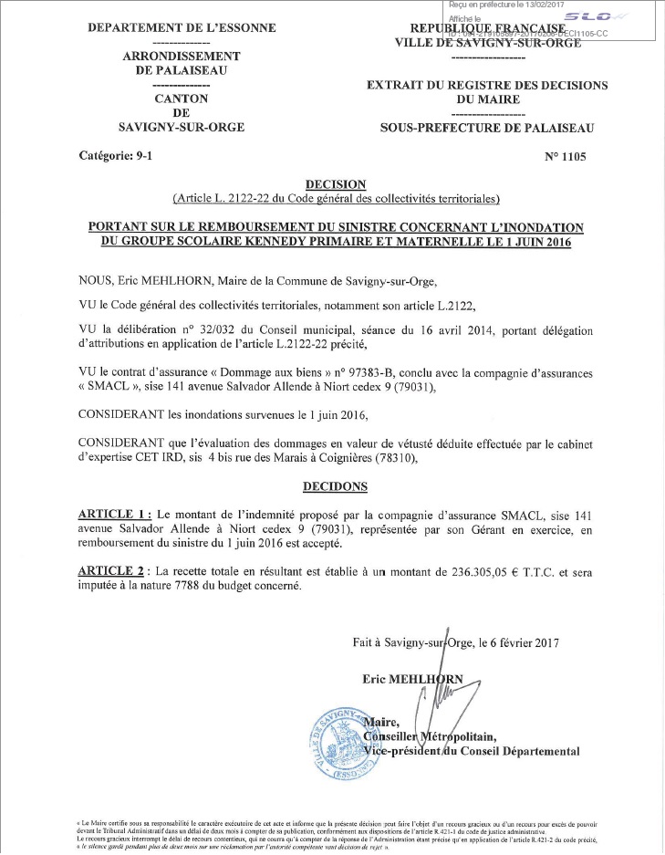 L&rsquo;assurance ne remboursera que 52,74 % des travaux liés aux inondations des écoles Kennedy de Savigny-sur-Orge