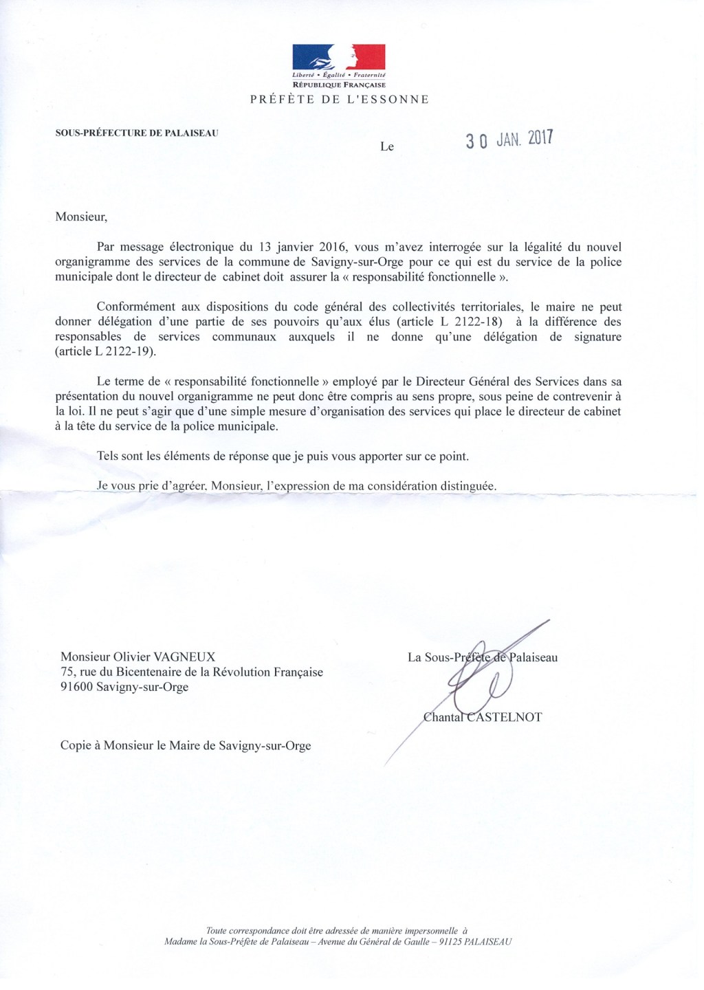 Savigny-sur-Orge : la Préfecture de l&rsquo;Essonne confirme un abus de langage sur la protection&nbsp;fonctionnelle