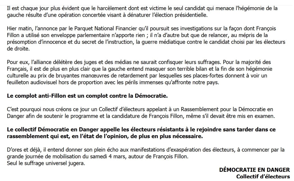Pourquoi je refuse de signer la moindre pétition en faveur de François&nbsp;FILLON
