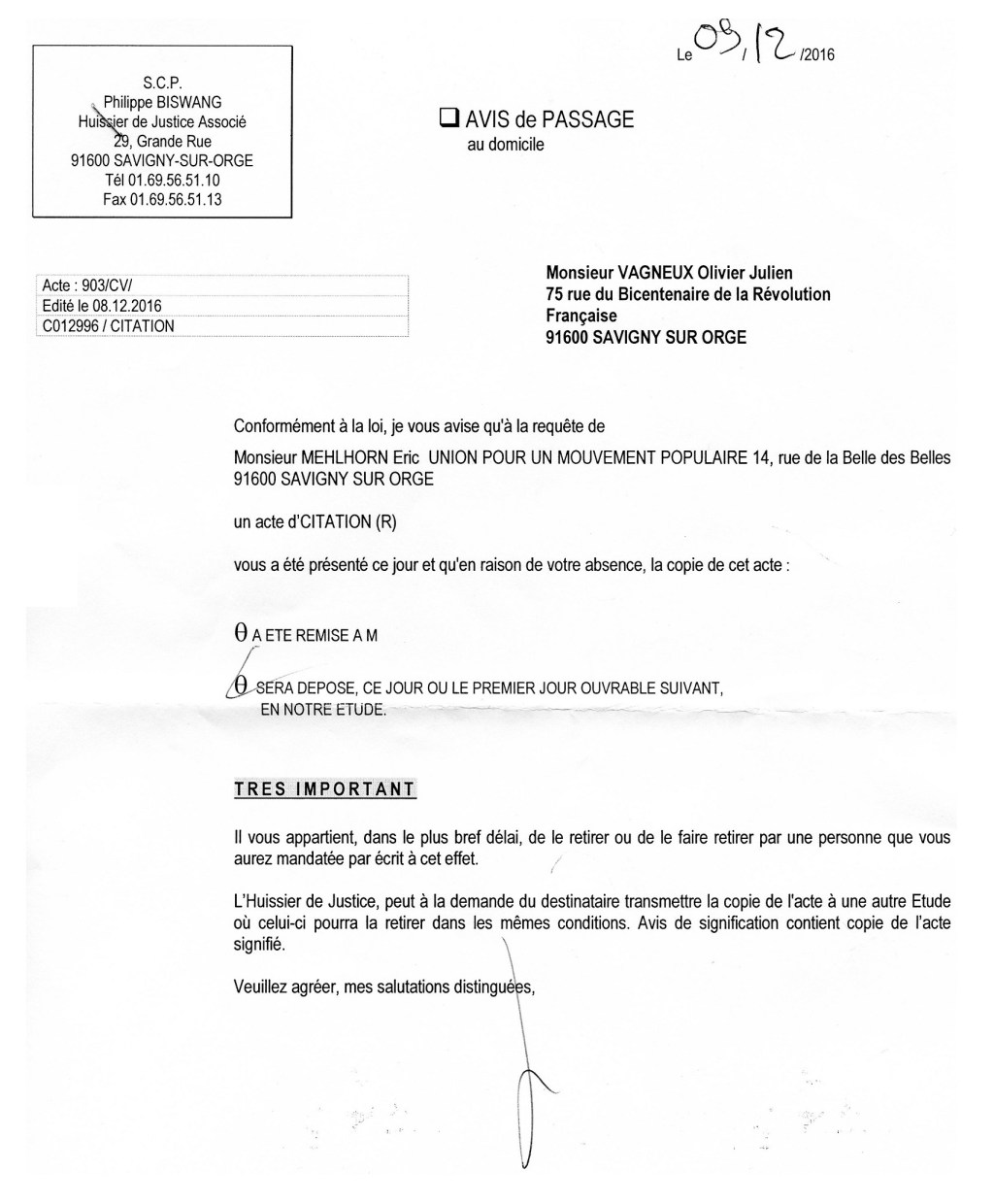 Diffamation contre MEHLHORN : je demande aux Républicains de me&nbsp;répondre