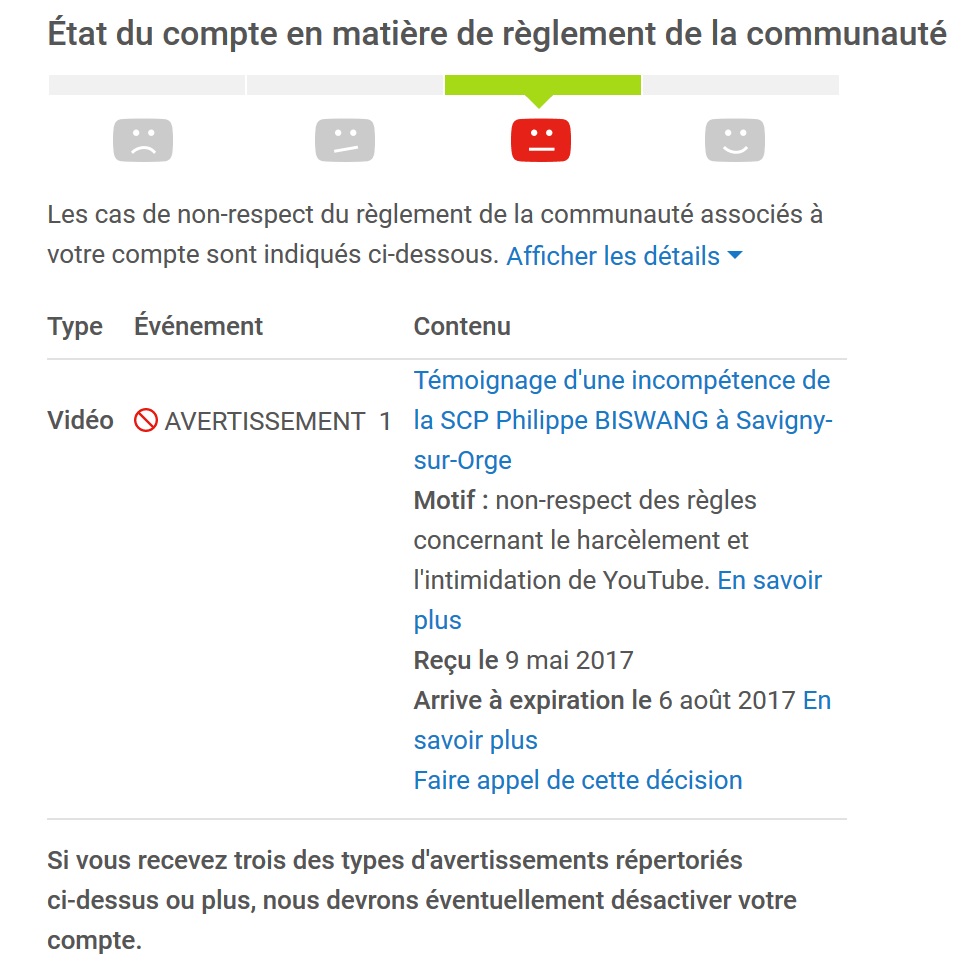 Censure d&rsquo;une vidéo Youtube mettant en cause le professionnalisme de la SCP Philippe BISWANG à Savigny-sur-Orge