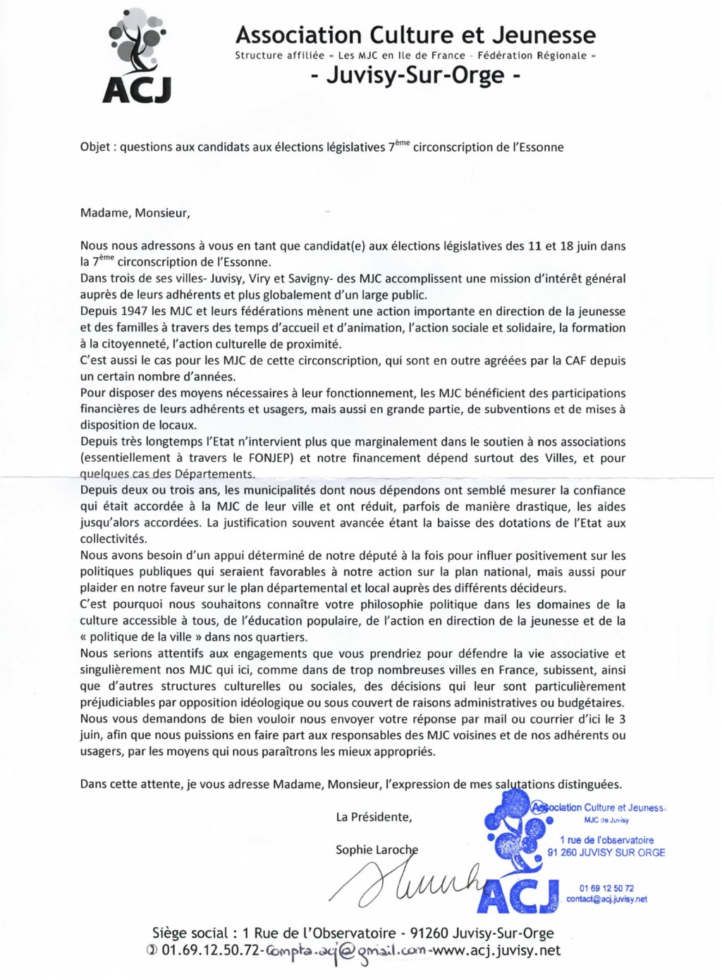 Nos réponses au questionnaire de l&rsquo;ACJ – MJC de&nbsp;Juvisy