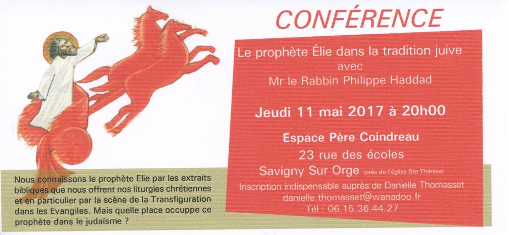 Le rabbin Philippe HADDAD en conférence sur le Prophète Élie à Savigny-sur-Orge