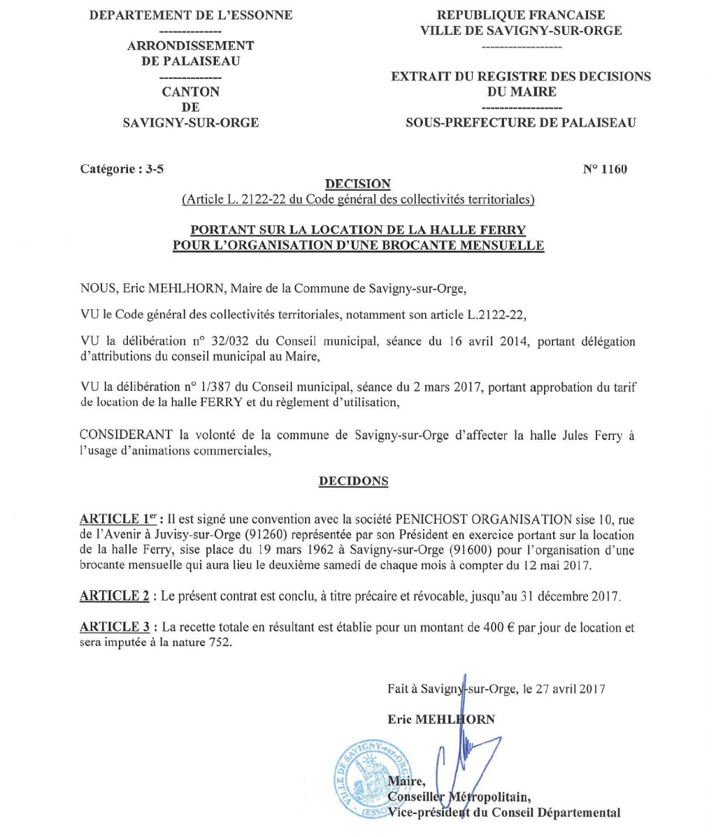 Y a-t-il conflit d&rsquo;intérêts dans l&rsquo;organisation de la brocante mensuelle de la halle Ferry ? (Savigny-sur-Orge)