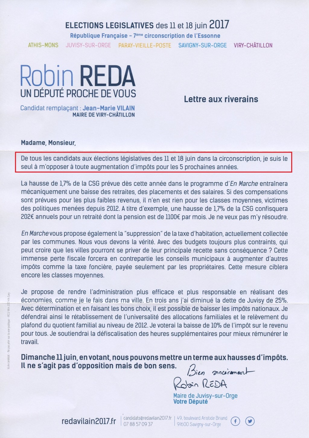 J&rsquo;annonce le dépôt d&rsquo;une plainte contre Robin RÉDA pour divulgation de fausse nouvelle en vue de détourner les&nbsp;suffrages