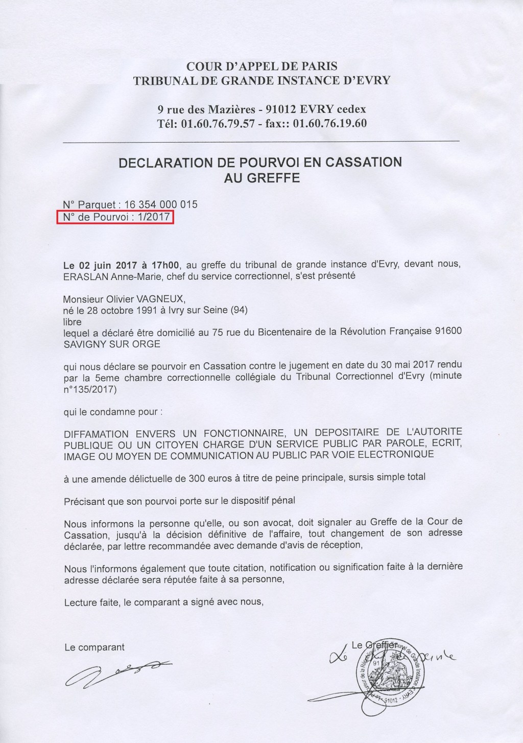 Condamnation en diffamation : je me pourvois en cassation (Olivier&nbsp;VAGNEUX)
