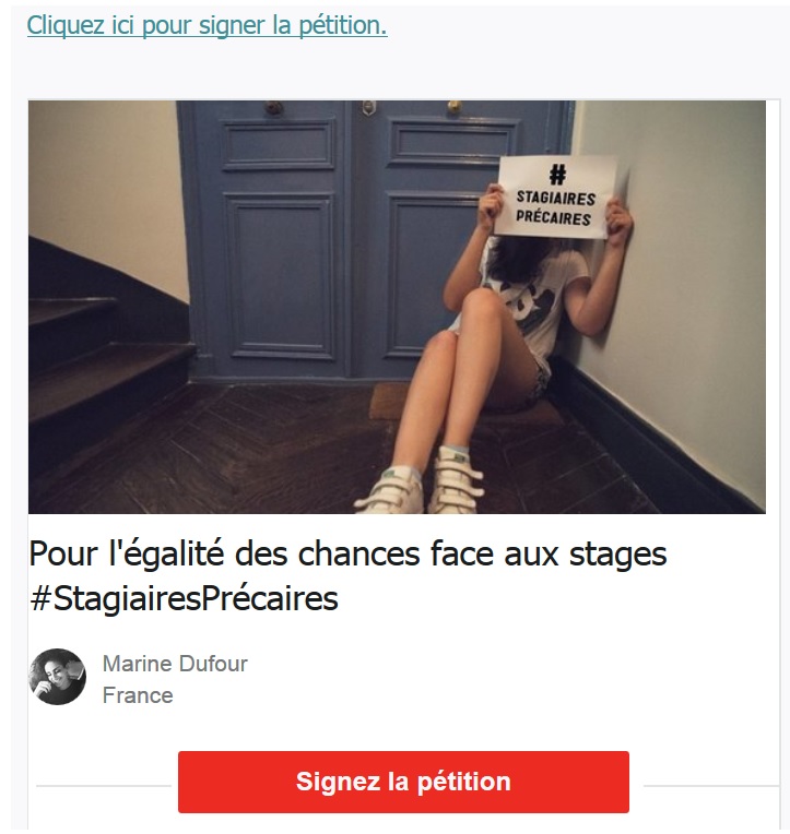 Revalorisons les indemnités de stage (une pétition de&nbsp;Change.Org)