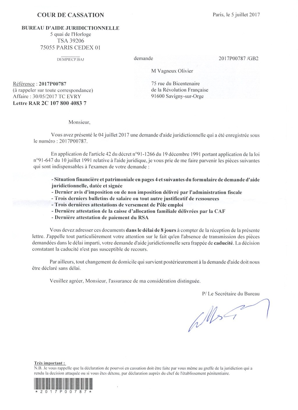 Quand le bureau d&rsquo;aide juridictionnelle me redemande des pièces déjà&nbsp;communiquées