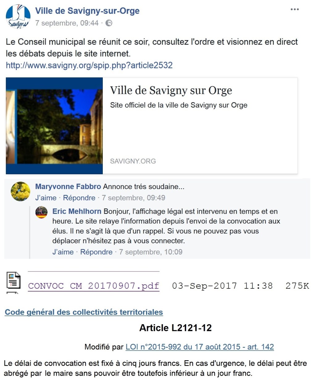 Quand Éric MEHLHORN avoue ne pas respecter les délais de convocation du Conseil&nbsp;municipal