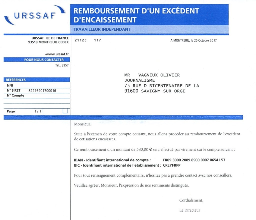 Logique urssafienne : on me rend 580 euros mais on m&rsquo;en redemande 12&nbsp;!