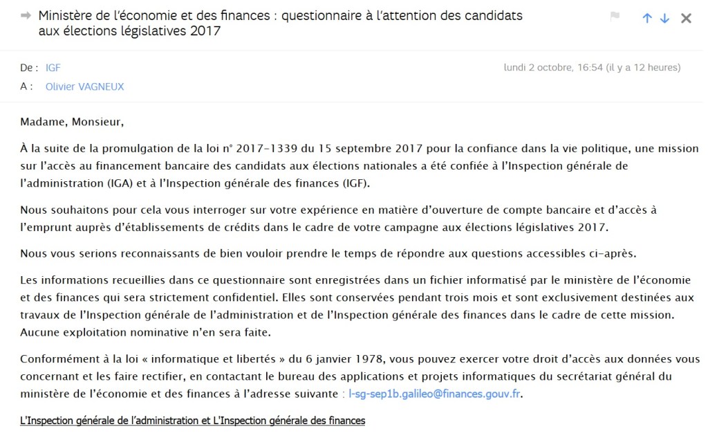 Un questionnaire sur leur expérience bancaire à destination des candidats aux législatives&nbsp;2017