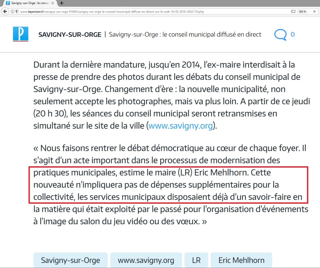 Savigny papers : la captation des conseils municipaux n&rsquo;a-t-elle vraiment rien coûtée&nbsp;?