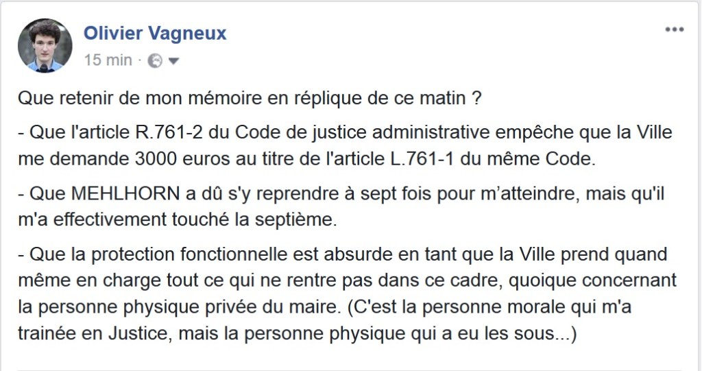 Mon mémoire en réplique dans l&rsquo;affaire de la première protection fonctionnelle d&rsquo;Éric&nbsp;MEHLHORN