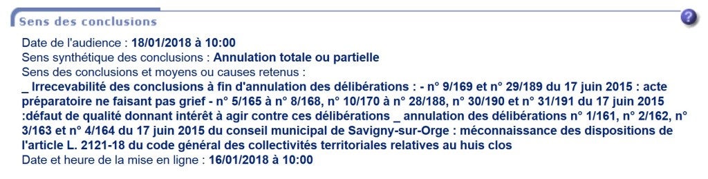 Conseil municipal du 17 juin 2015 : le rapporteur public conclut à l&rsquo;irrespect des règles du&nbsp;huis-clos