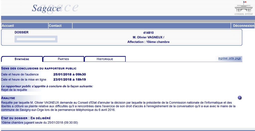 Affaire VAGNEUX c/CNIL au Conseil d&rsquo;État : ma note en&nbsp;délibéré