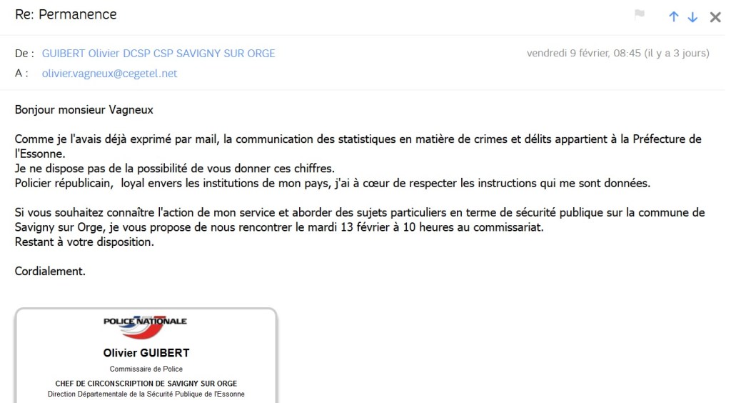 Savigny-sur-Orge : le commissaire de Police reçoit sur&nbsp;permanence