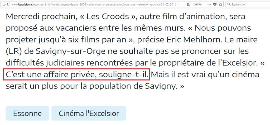 Non, Éric MEHLHORN, les travaux du cinéma l&rsquo;Excelsior ne sont pas une &laquo;&nbsp;affaire privée&nbsp;&raquo; !