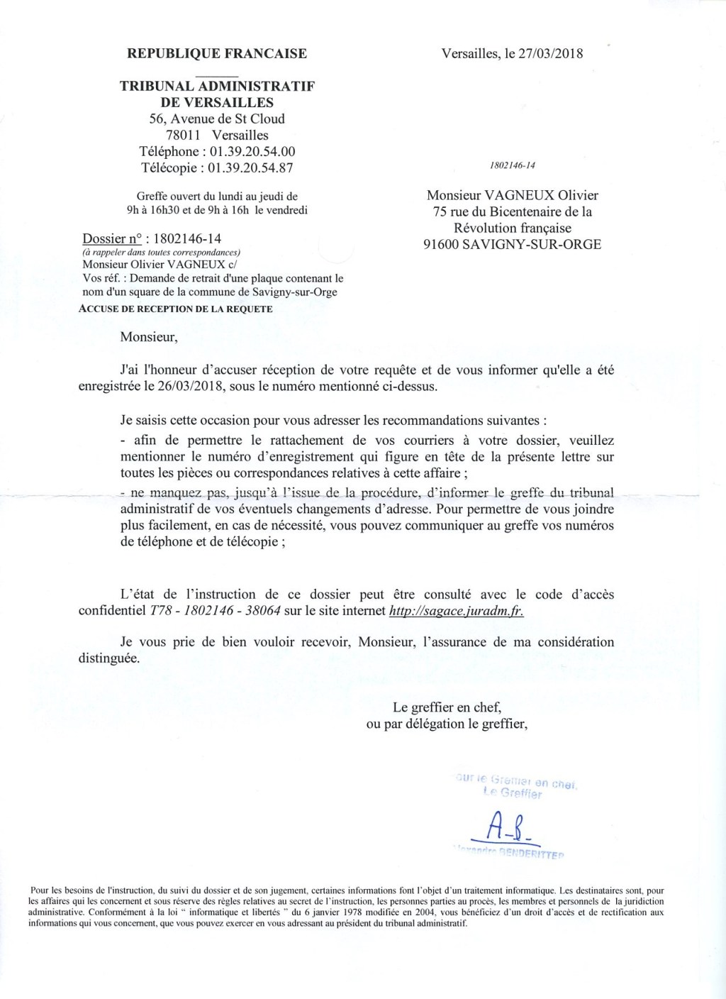 Savigny-sur-Orge : je demande au Tribunal administratif de faire retirer la plaque du square capitaine-Danjou