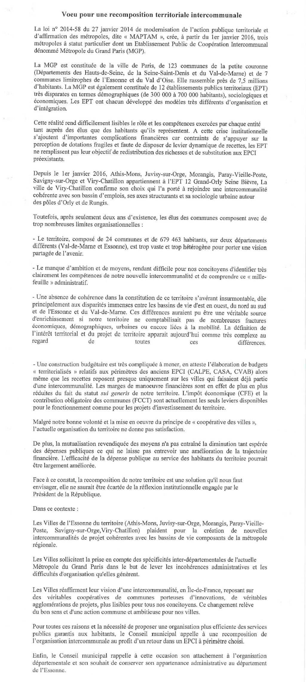 Le vœu des villes essonniennes LR / UDI pour quitter le Grand-Orly Seine&nbsp;Bièvre